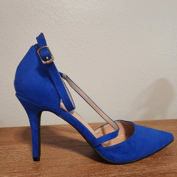 Closed Toe Strappy Pointed High Heel Suede Pumps- SIZE 10 - Picture 5 of 10